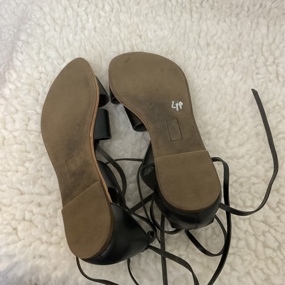 Old Navy Black Faux Leather Anke Lace Up Sandal Slides Women Size 9 Gladiator - Picture 4 of 5